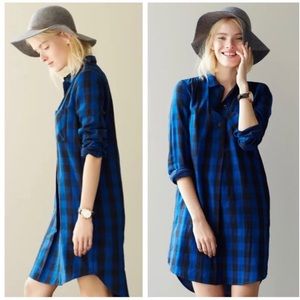 MADEWELL | Women’s Latitude Blue Buffalo Check Plaid Shirt Dress size Small